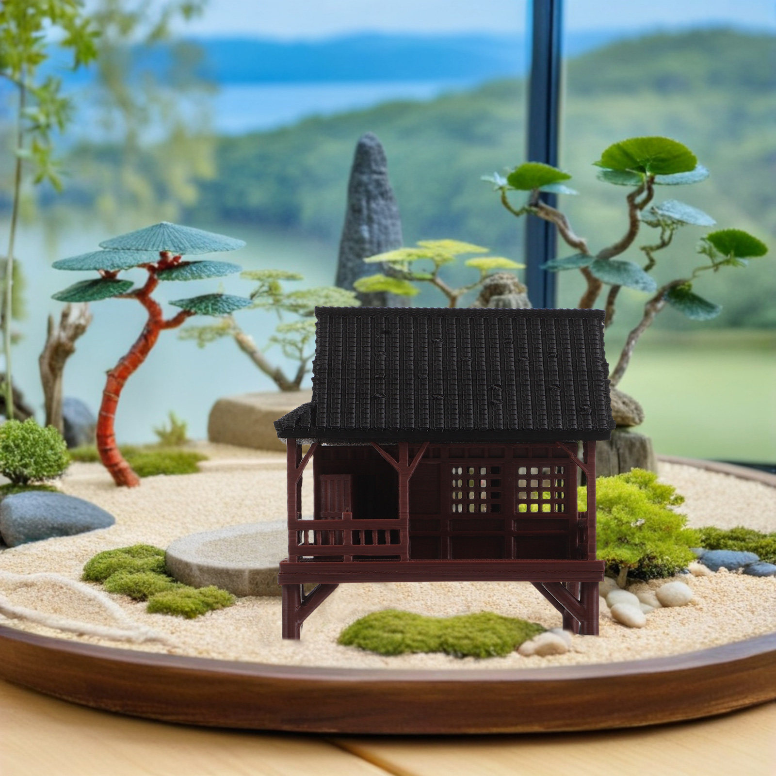 Bonsai Garden Landscape Design - ศาลาจิ๋วตกแต่งตู้ปลา สวนบอนไซ จัดสวนขนาดเล็ก สไตล์เอเชีย รูปปั้นสวนขนาดเล็ก ดูแลง่าย