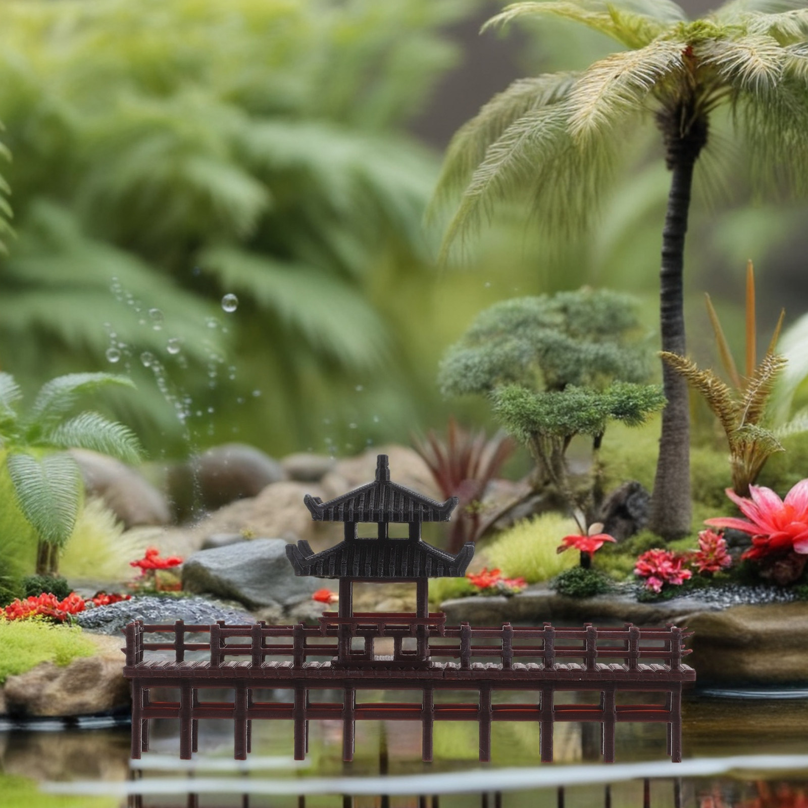 สะพานศาลาจีนขนาดเล็ก ของตกแต่ง - Bonsai Garden Landscape Design บทวิจารณ์และราคา