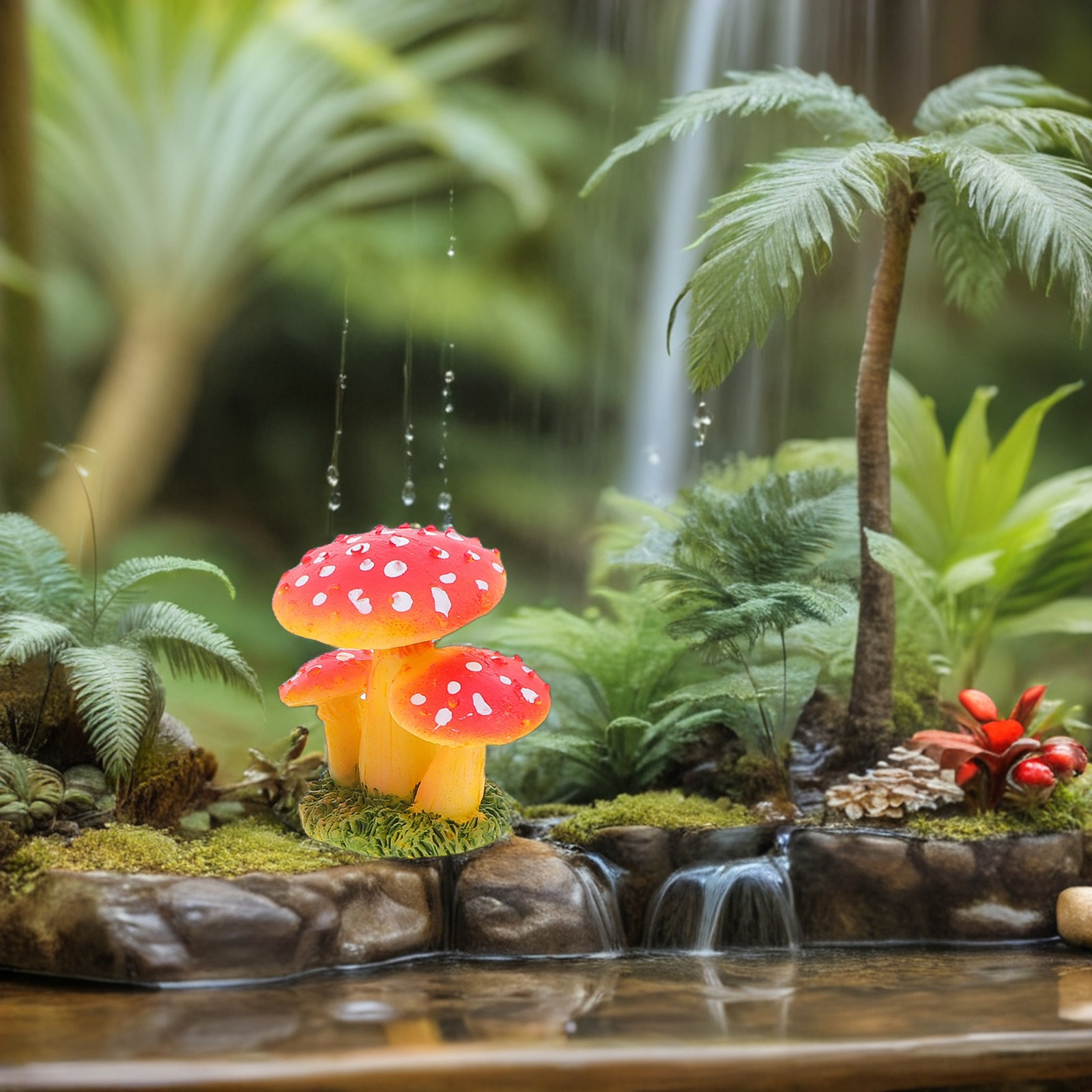 เห็ดจิ๋วปลอม 4 ชิ้น ดีไซน์สมจร - Bonsai Garden Landscape Design บทวิจารณ์และราคา