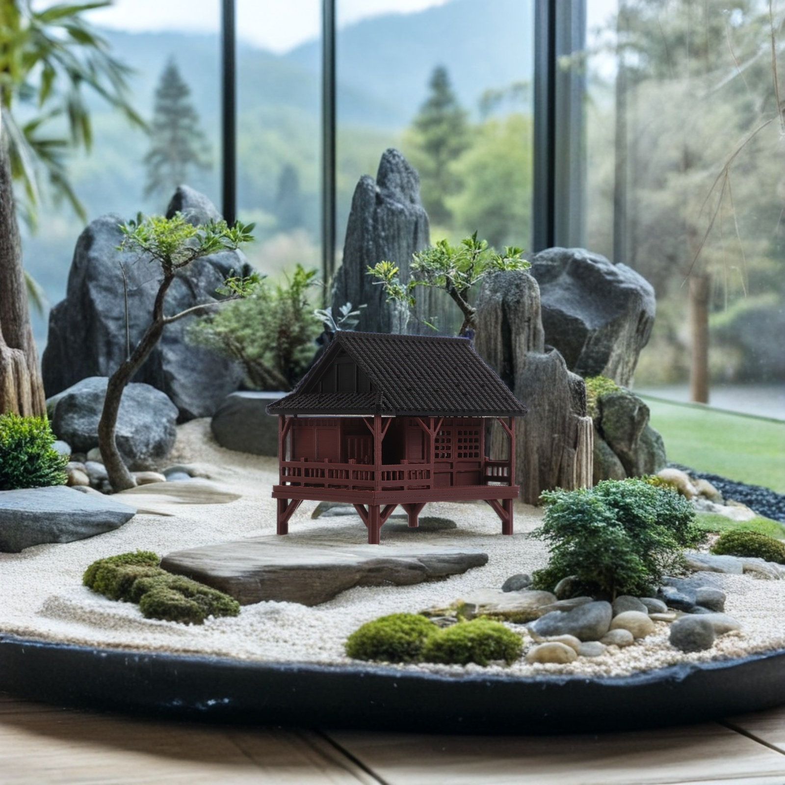 ศาลาจิ๋วตกแต่งตู้ปลา สวนบอนไซ  - Bonsai Garden Landscape Design บทวิจารณ์และราคา